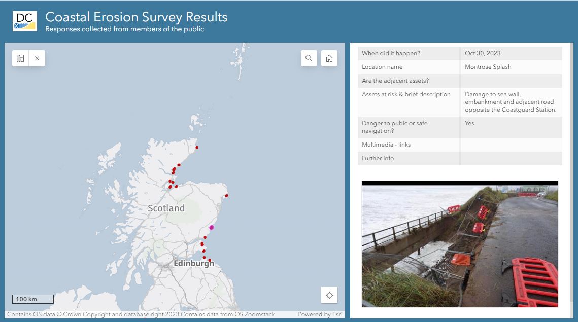 Website to view and report coastal erosion