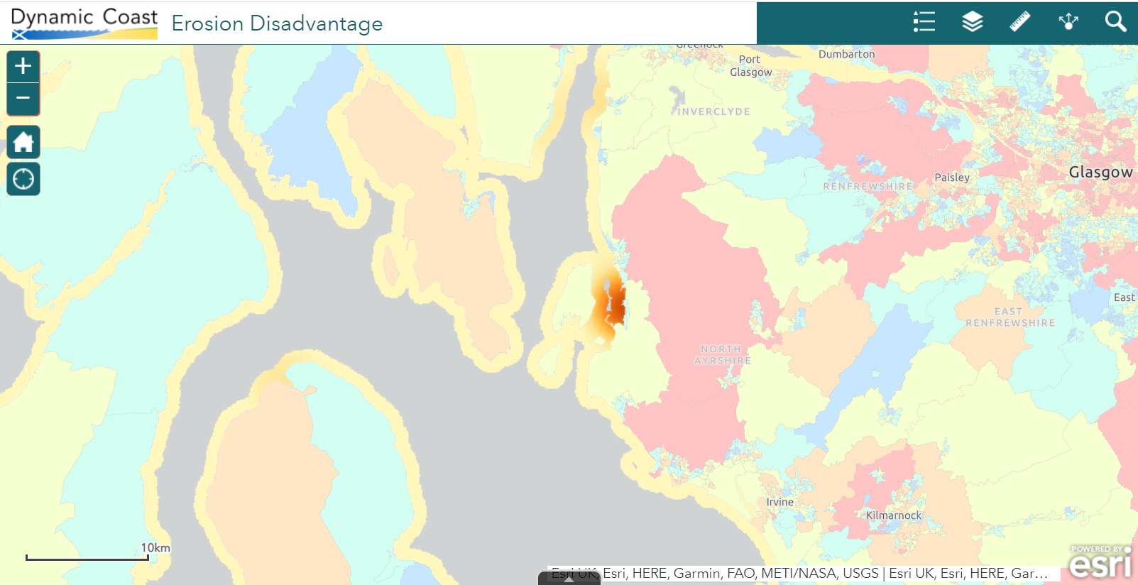 Screenshot of the advanced webmap
